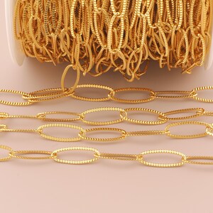 18K Gold Filled Paper Clip Ketten Gold Halbfertige Ketten Spezielle Ketten für DIY Armbänder Halsketten Schmuck Zubehör Herstellung