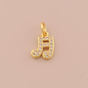 18K Gold Filled Musical Note Pendant Gold Symbol Charms CZ Musical Note Charm for DIY Bracelets Necklaces Jewelry Accessories Making