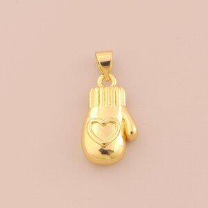 18K Gold Filled Glove Pendant Gold Heart Charms Glove Charm for DIY Bracelets Necklaces Jewelry Accessories Making