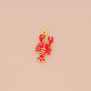18K Gold Filled Enamel Lobster Pendant Gold Marine Life Charms Lobster Charm for DIY Bracelets Necklaces Jewelry Accessories Making