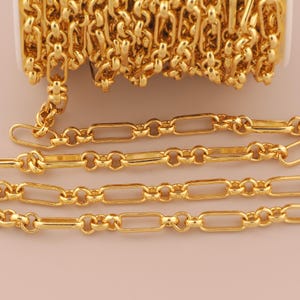 18K ゴールドフィルドフィガロチェーン ゴールド半完成チェーン DIY ブレスレット ネックレス ジュエリーアクセサリー作りのための特別なチェーン