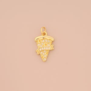 18K Gold Filled Pizza Pendant Gold Pizza Charms CZ Pizza Charm for DIY Bracelets Necklaces Jewelry Accessories Making