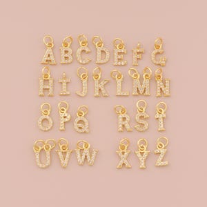 18K Gold Filled Initial Pendant Gold Letter Charms CZ Initial Charm for DIY Bracelets Necklaces Jewelry Accessories Making