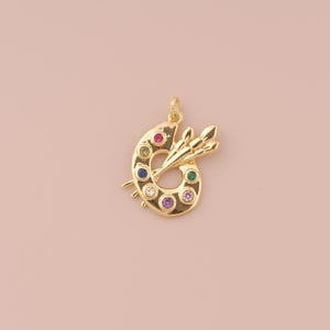 Pingente de paleta preenchido com ouro 18K Pingente de paleta de ouro Pingente de paleta CZ para pulseiras DIY Colares Acessórios de joias Fazendo