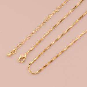 Collar de caja chapado en oro de 18 quilates, cadena de oro, joyería delicada, regalo de cumpleaños, regalo de San Valentín.