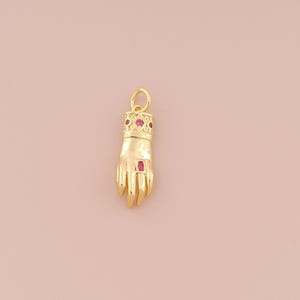 18K Gold Filled Gesture Pendant Gold Hand Charms CZ Gesture Charm for DIY Bracelets Necklaces Jewelry Accessories Making