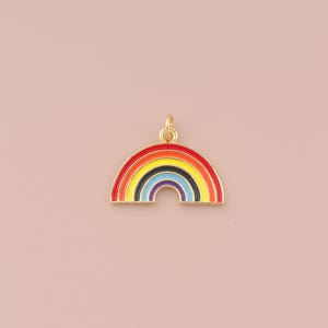 18K Gold Filled Enamel Rainbow Pendant Gold Rainbow Charms Rainbow Charm for DIY Bracelets Necklaces Jewelry Accessories Making