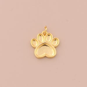 Ciondolo a forma di impronta di zampa riempito in oro 18 carati, ciondolo a forma di zampa di animale in oro per braccialetti fai da te, collane e accessori per gioielli.