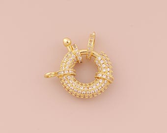 18K Gold Filled Sailor Clasp Gold Spring Clasp Sailor CZ Clasp for DIY Bracelets Necklaces Jewelry Accessories Making