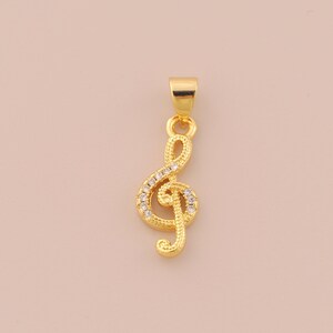 18K Gold Filled Musical Note Pendant Gold Symbol Charms CZ Musical Note Charm for DIY Bracelets Necklaces Jewelry Accessories Making