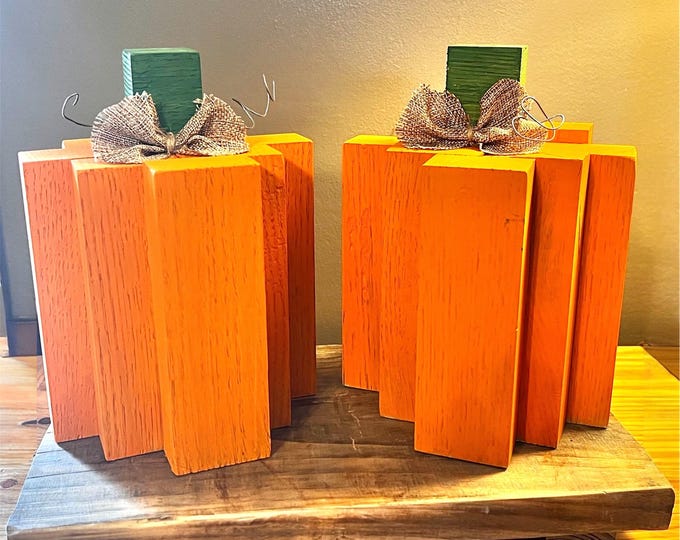 Wooden Pumpkins on Riser
