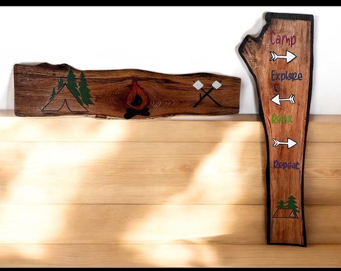 Live Edge Camping Signs (set of 2)