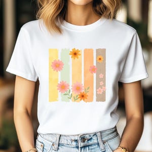 Boho Wildflowers PNG: Retro Floral Brushstroke Design (Digital Download)