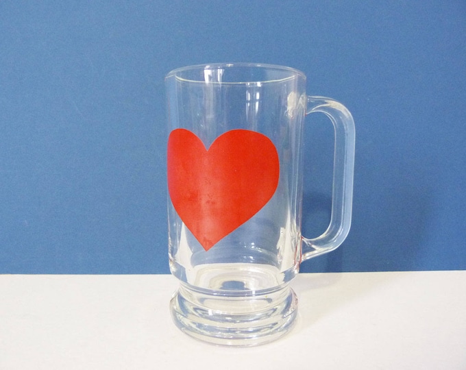 Glass Heart mug 1970's vintage