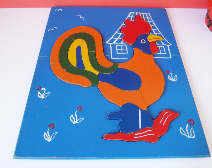 Cockrel Puzzle Vintage wooden tray puzzle