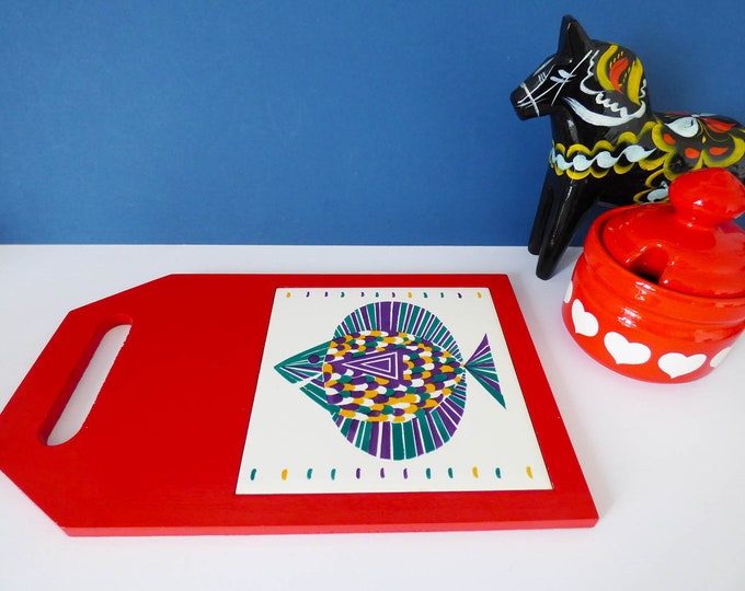 Fish tile trivet attributed to Stig Lindberg vintage mid century