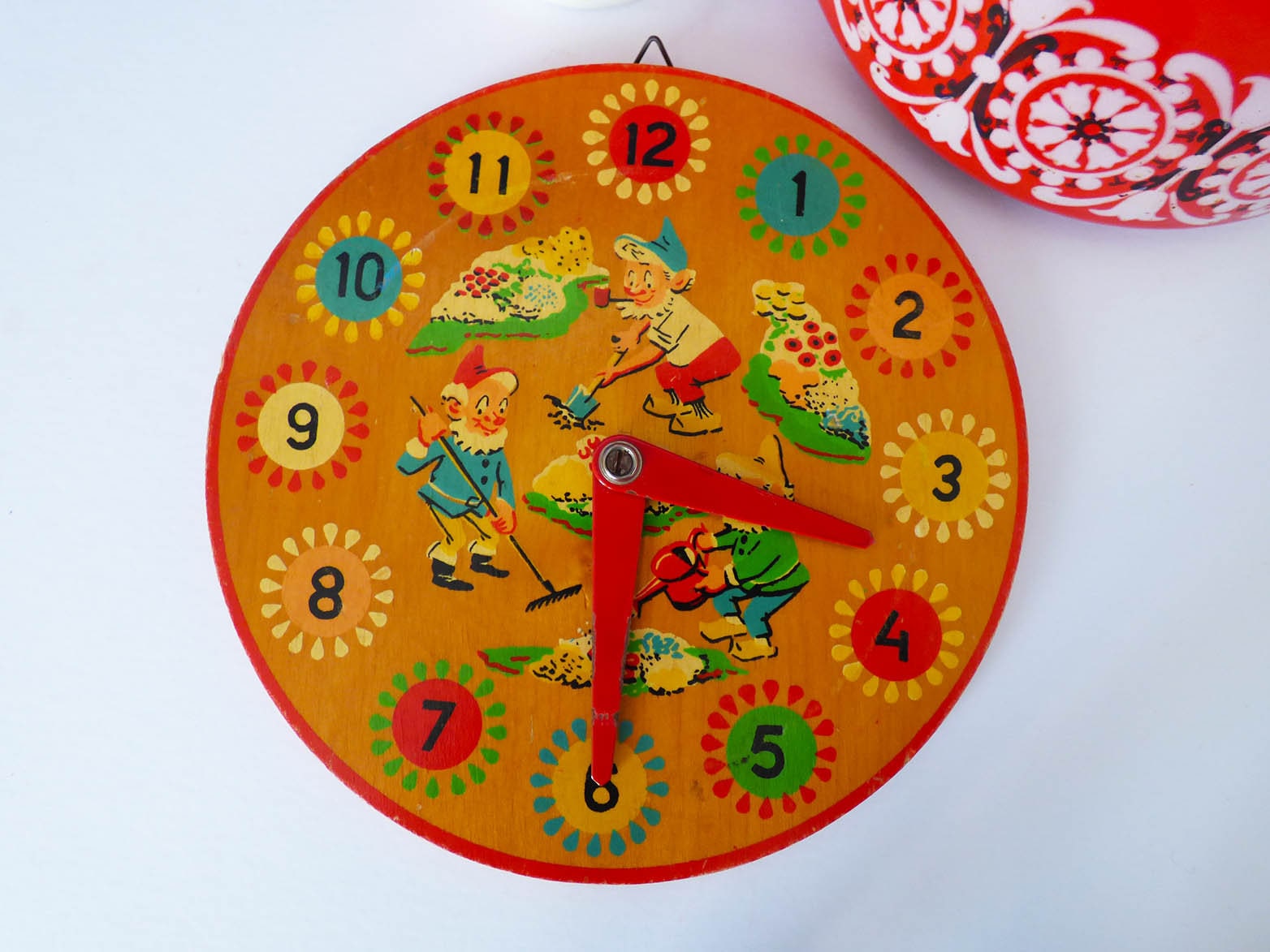 Vintage wooden toy clock