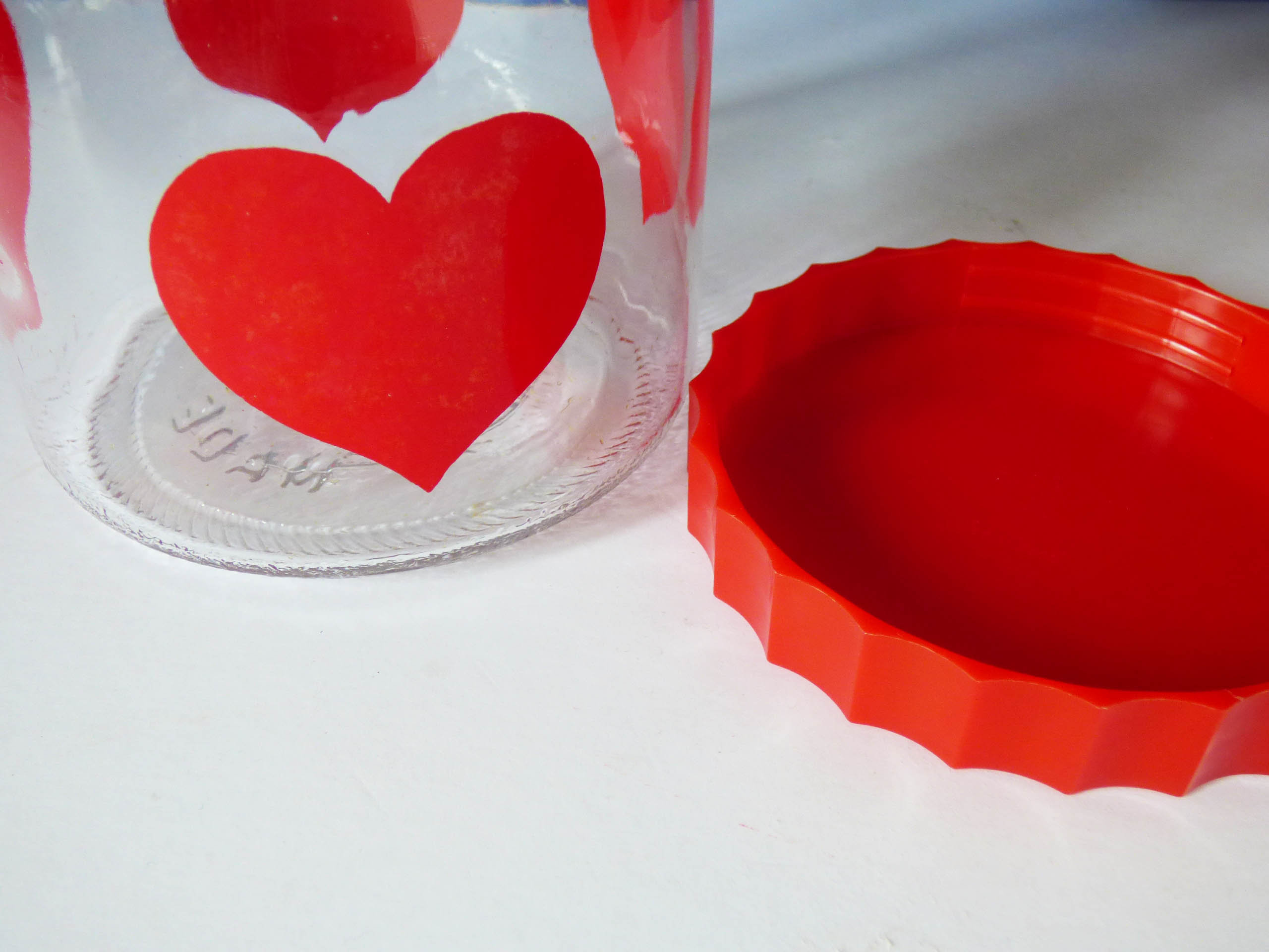 Heart Glass Storage Jar Vintage Retro