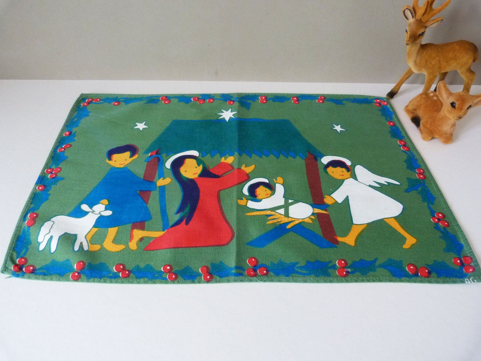 Nativity printed placemat / tray / centre mat Scandinavian Danish Vintage