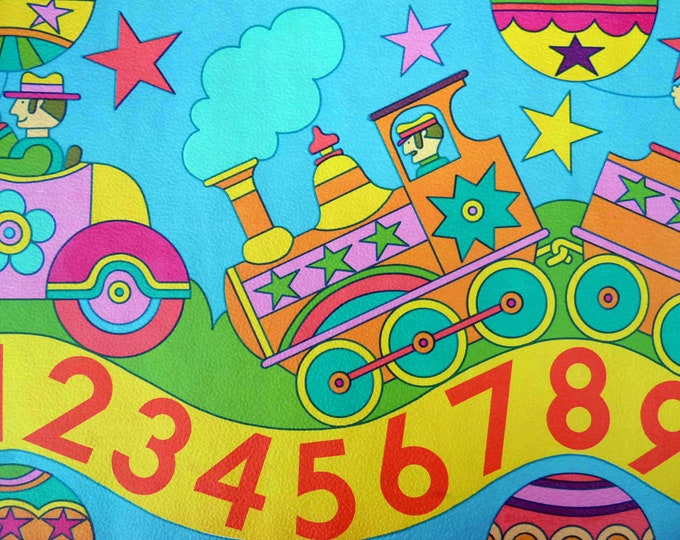 Vintage childrens numbers counting 1970s psychedelic wallpaper boarder wall frieze - Kids vintage wall art