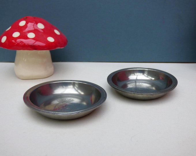 Just Andersen tiny dishes with Elephants Vintage Danish Denmark Scandinavian pewter 1960s