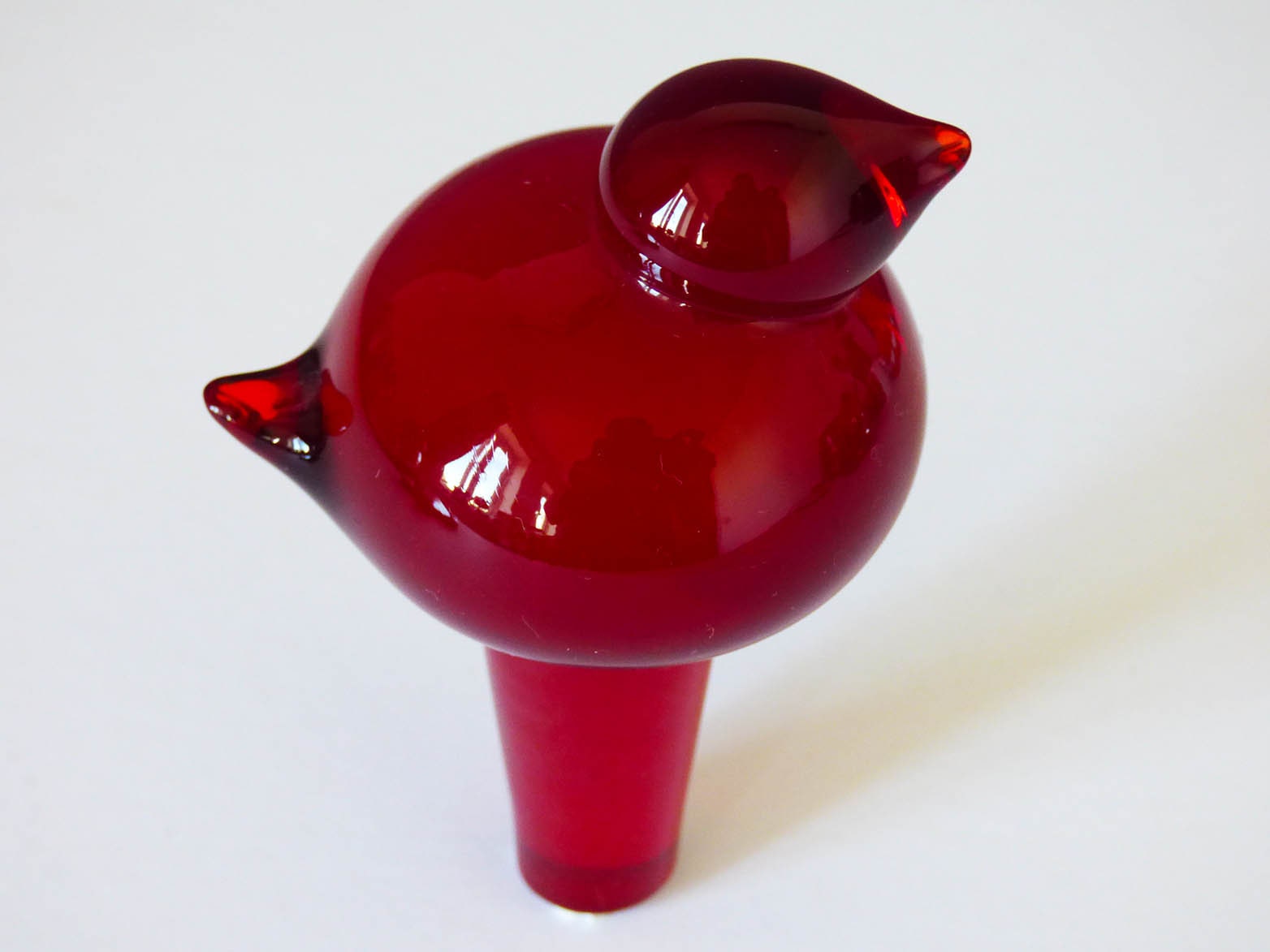 Glass Bird Bottle Stopper Blown Glass Amber MCM
