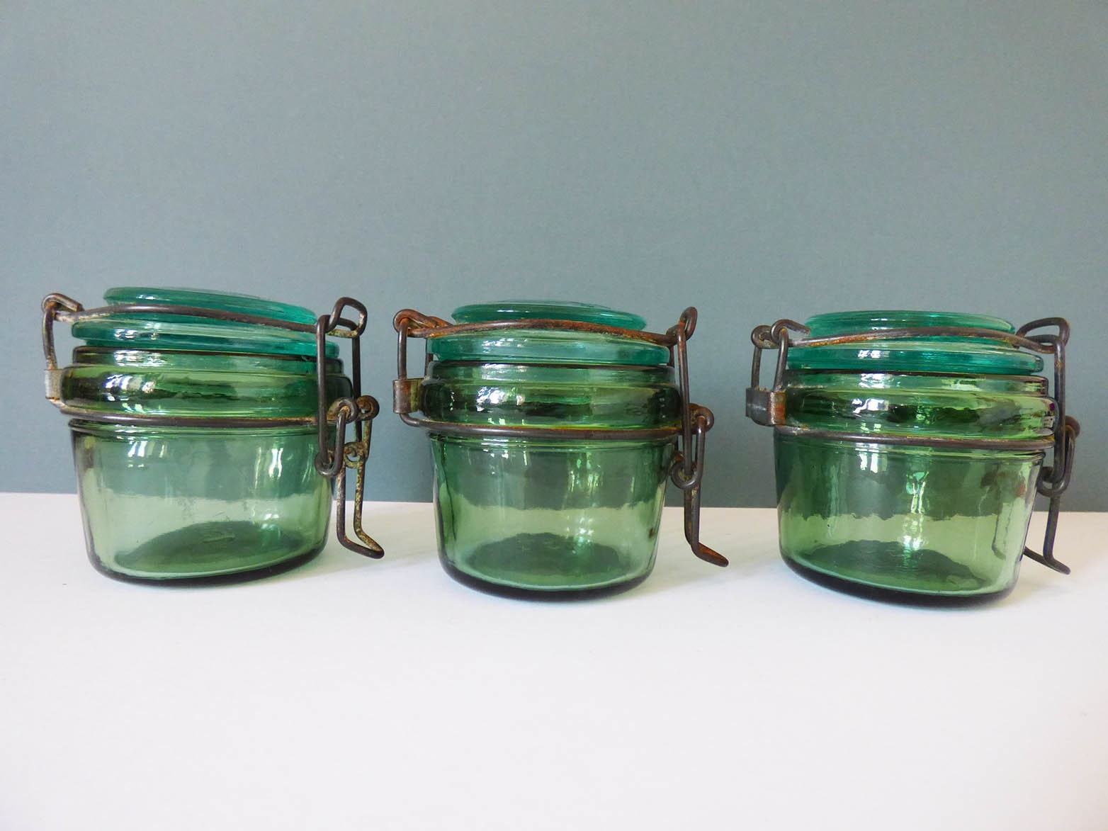 Vintage French glass storage jars l'ideale