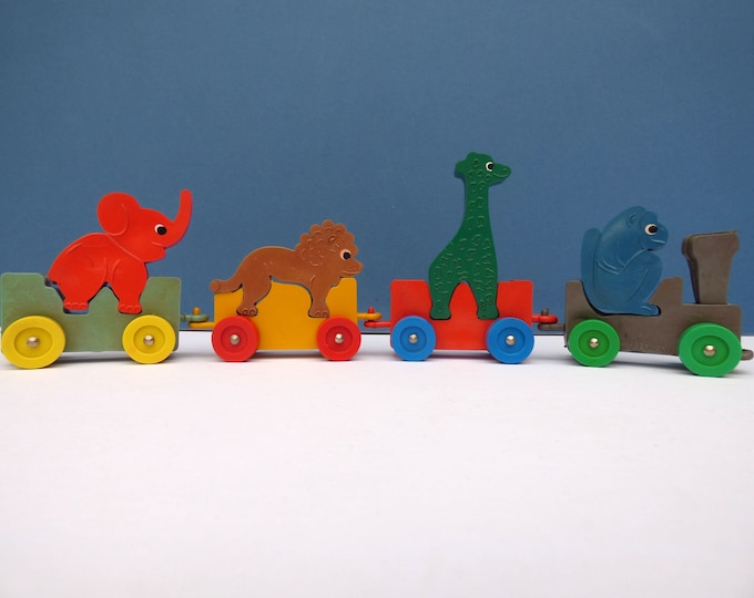 Vintage Animal Train Rubber toy animals from West Germany