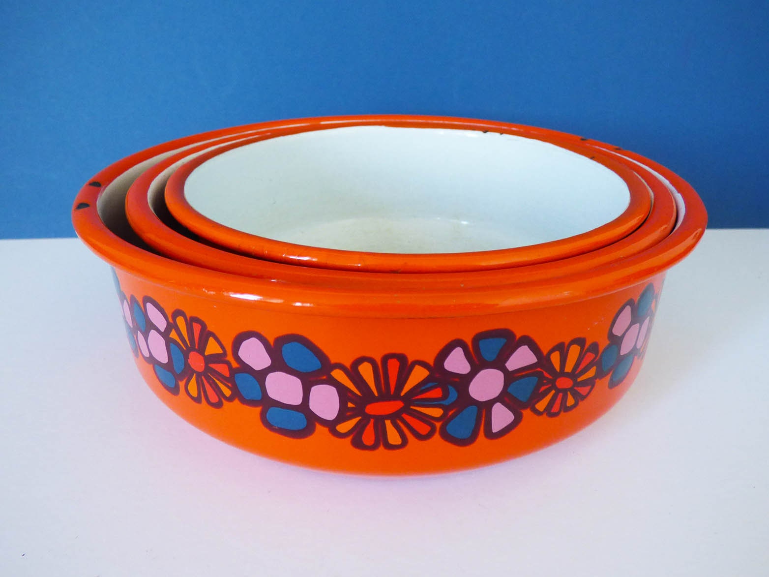 Enamel Bowls Vintage Brabantia Flower Power
