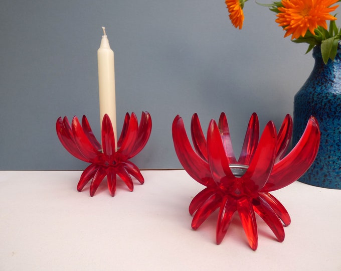 Friedel Ges Gesch Red Lotus Candle Holders