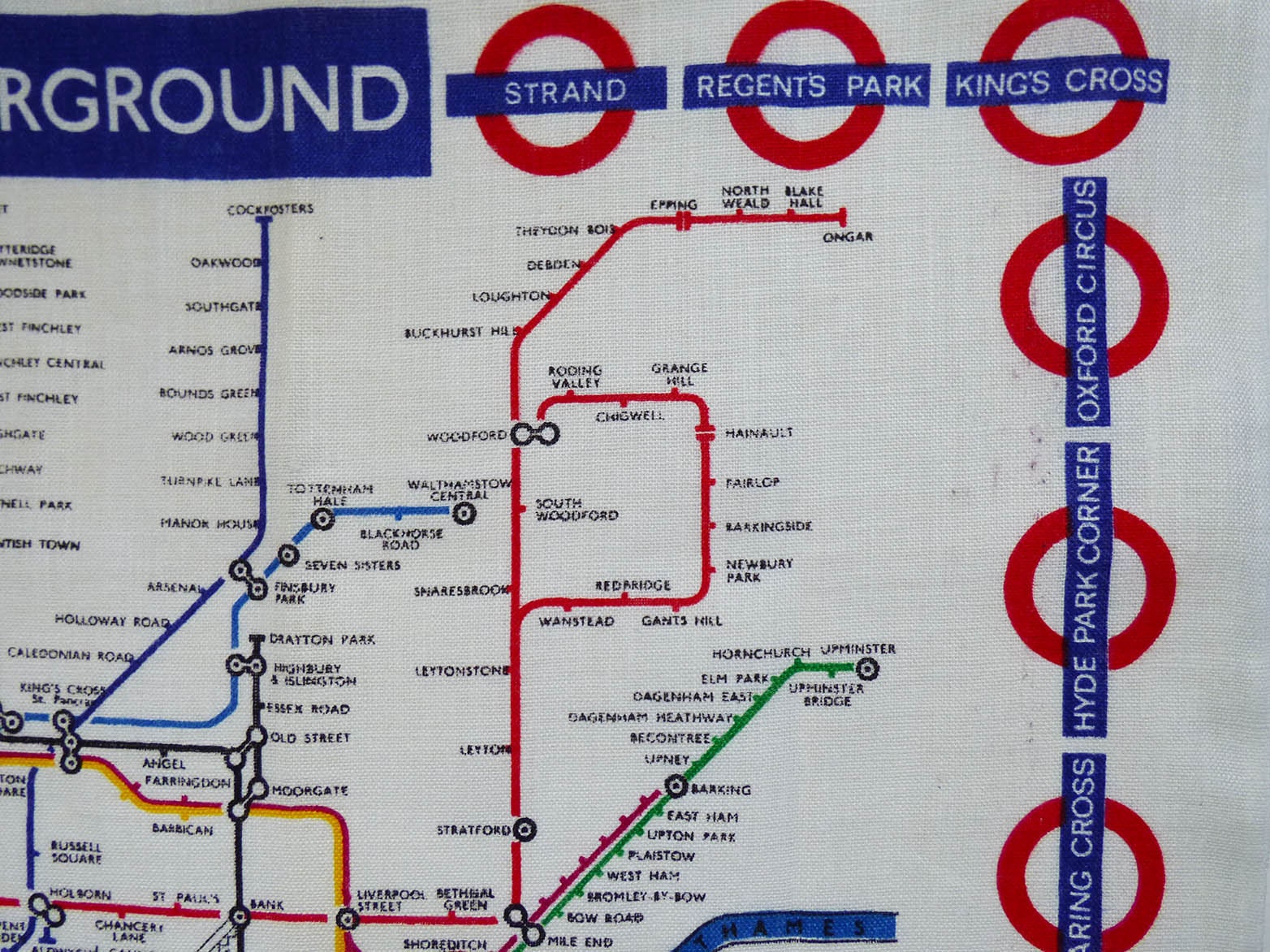 Vintage London underground tea towel