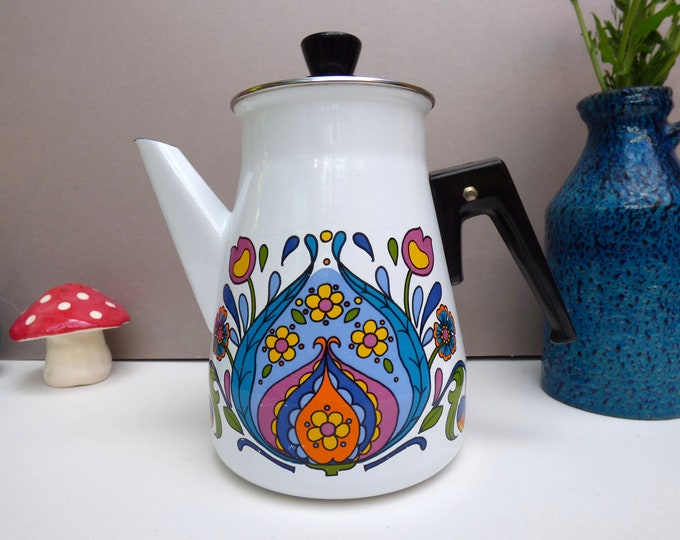 Vintage Psychedelic flower power coffee pot