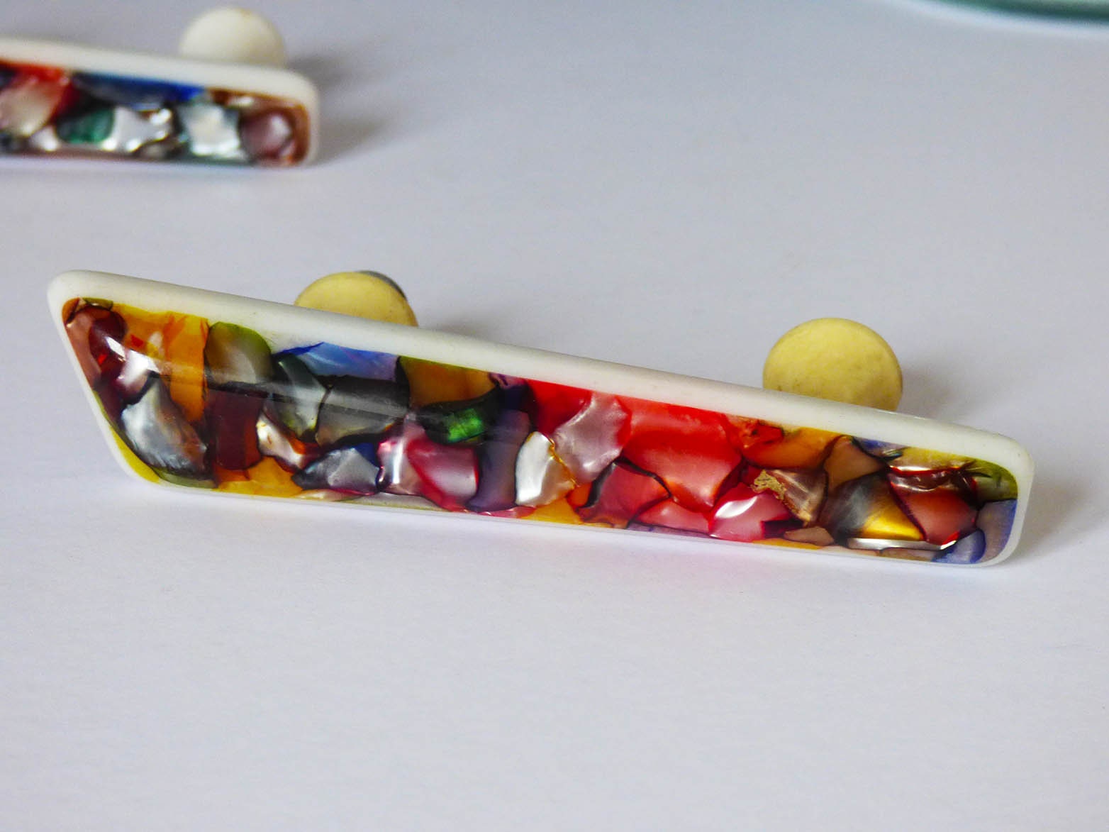 Original 1960's plastic resin cupboard handles