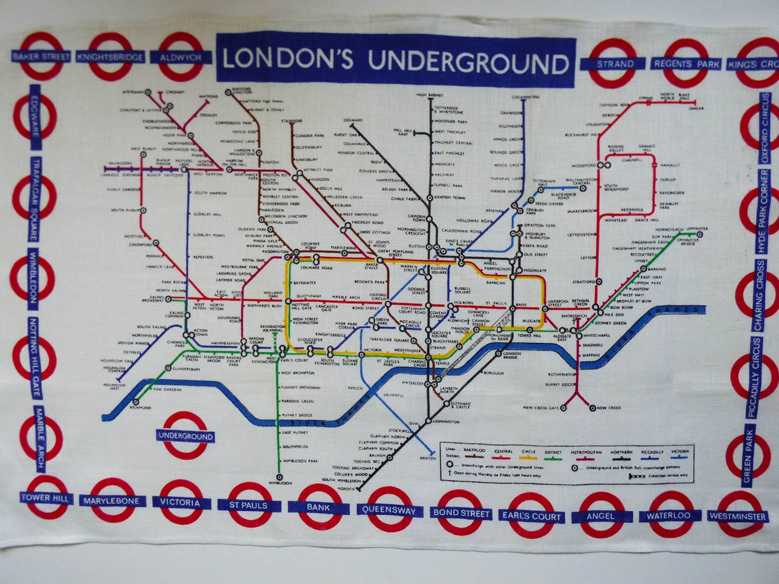 Vintage London underground tea towel