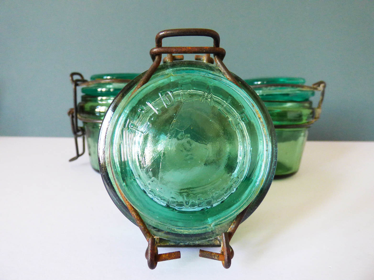 Vintage French glass storage jars l'ideale