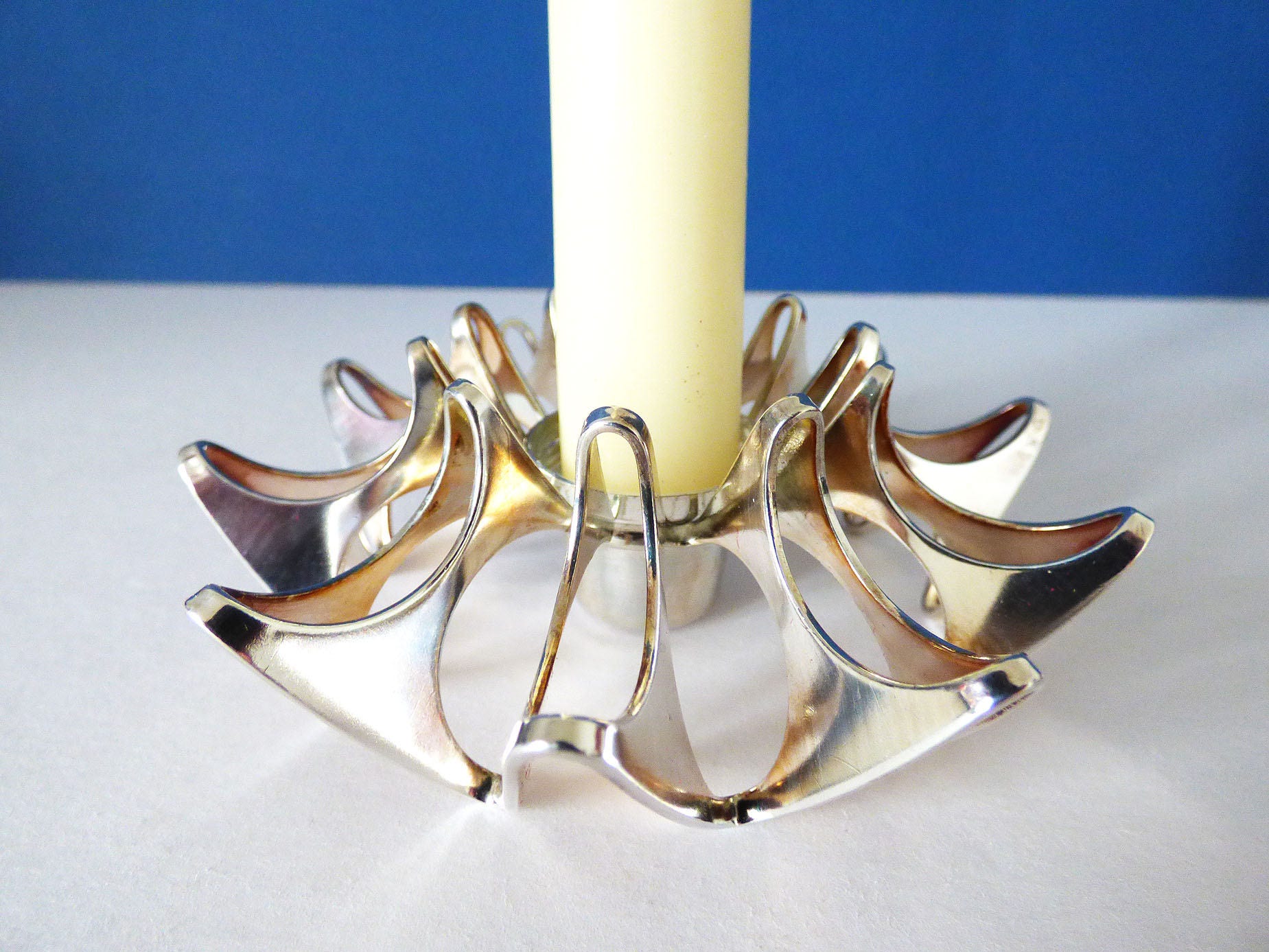 Silver plated candle holder Theresia Hvorslev for MEMA of Sweden Large