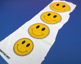 Vintage Smiley Face Appliques - Cotton fabric - Diy - Upcycle - Custom Clothing - Decorations- Cut and sew