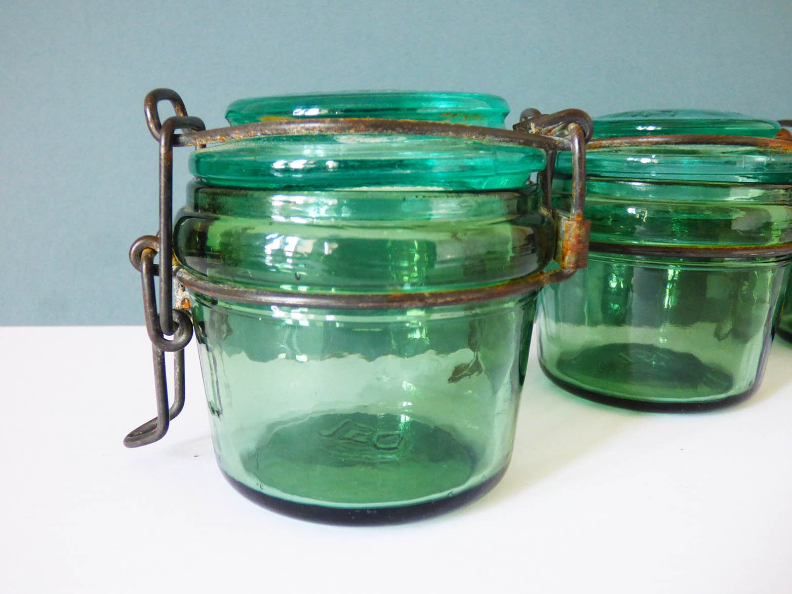 Vintage French glass storage jars l'ideale