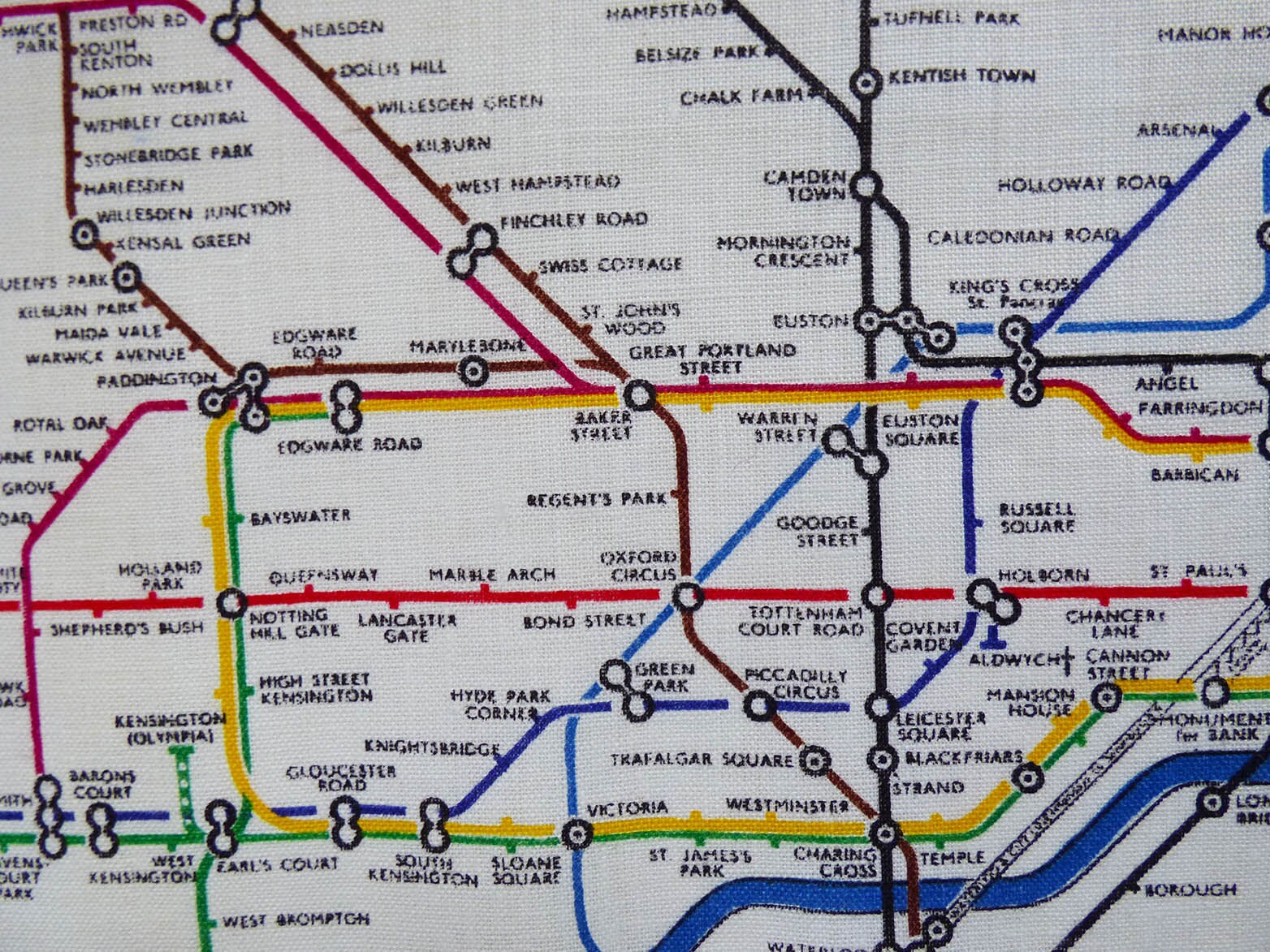 Vintage London underground tea towel