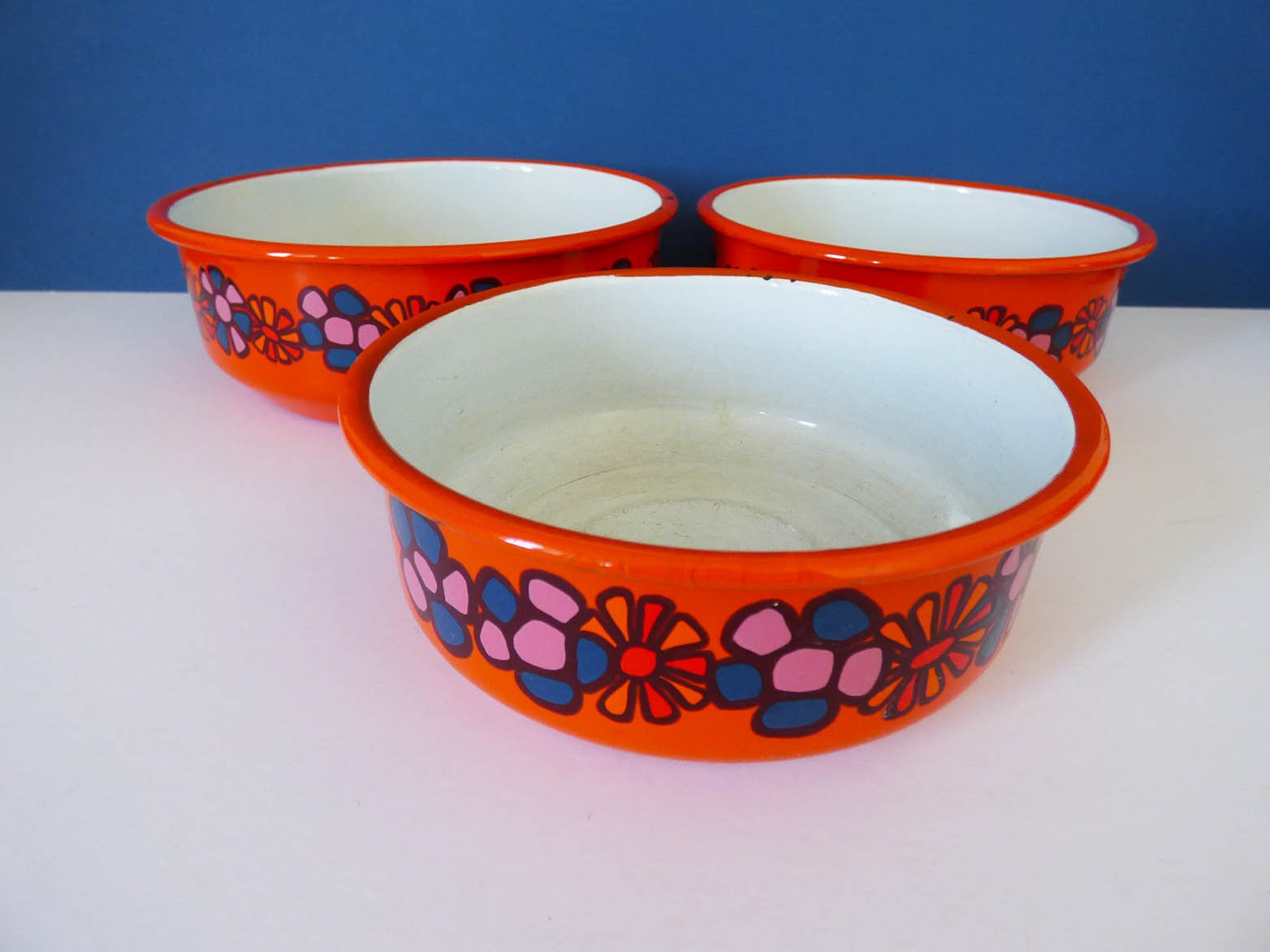 Enamel Bowls Vintage Brabantia Flower Power