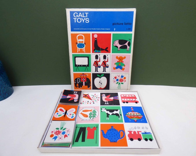 Galt toys picture lotto - vintage game - vintage lotto - vintage illustrations - 1970s card game - vintage games - MCM Illustrations