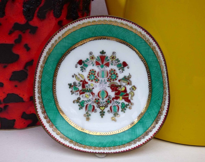 Vintage enamel Stinebock pin dish - Made in Austria- 1960s Folk art - Handmade Mid Century - Fine enamel dish - small bowl