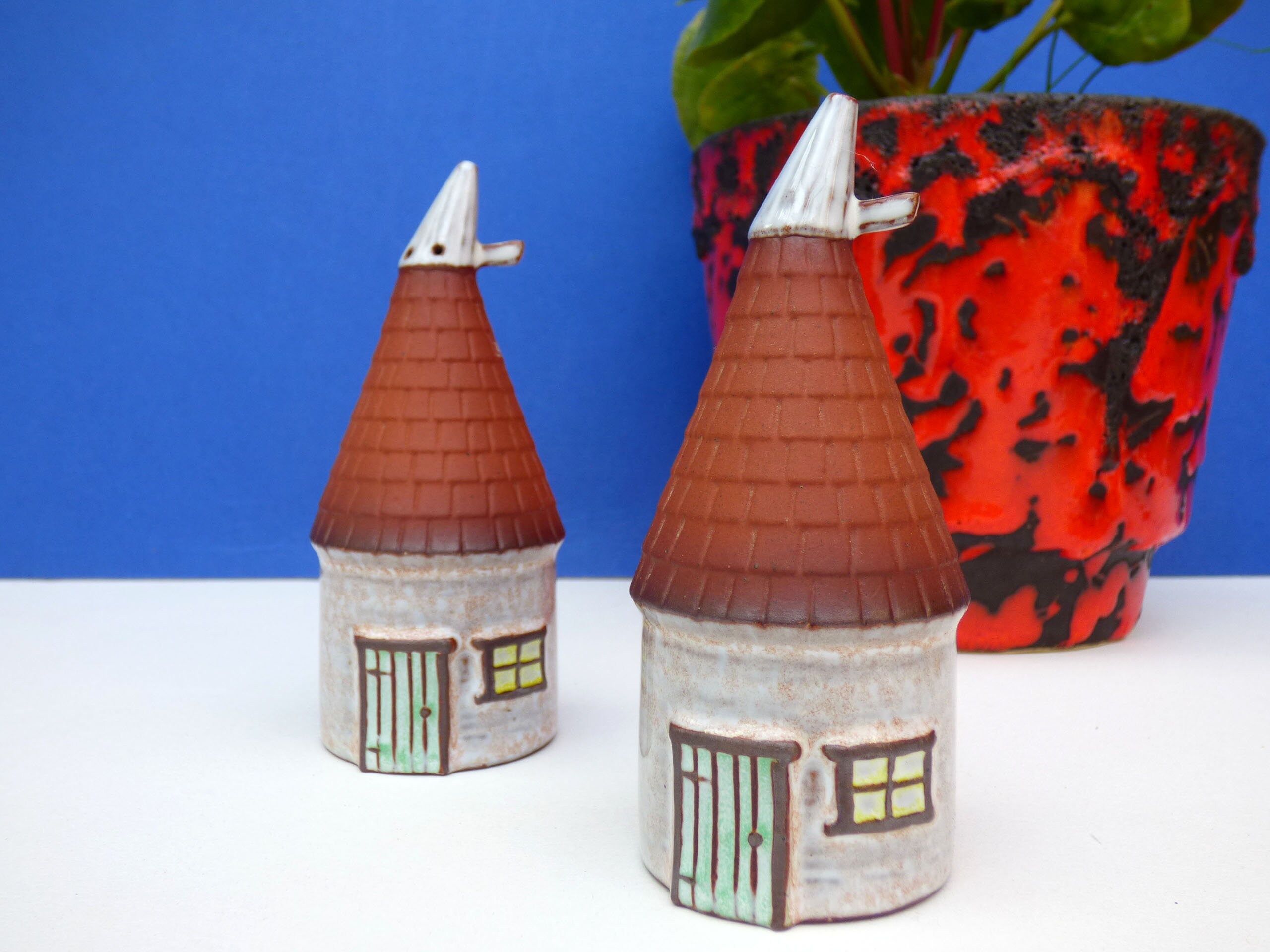 Vintage rainbow salt and pepper pots