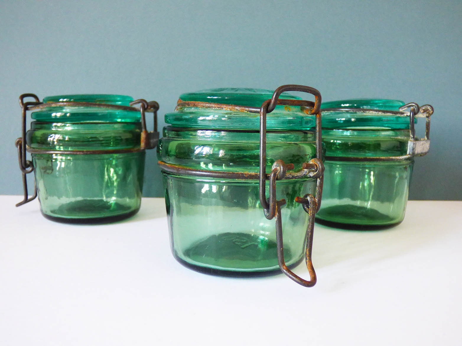 Vintage French glass storage jars l'ideale