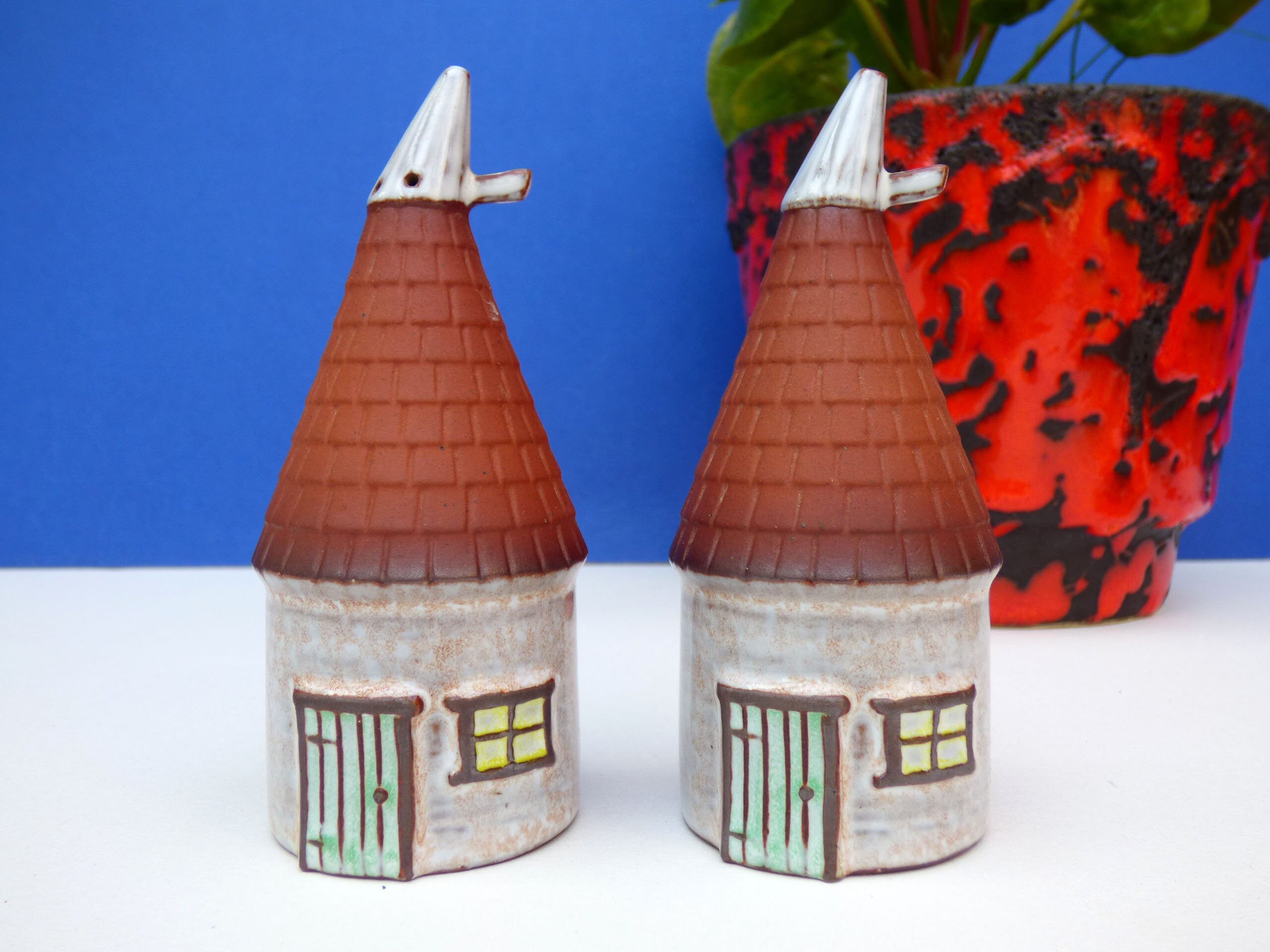 Vintage rainbow salt and pepper pots