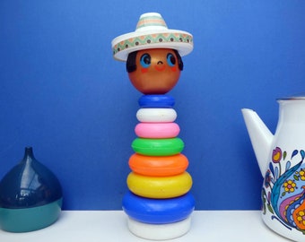 Stacking toy Educa Lux Mexican stacking plastic toy 1960s vintage collectible toy