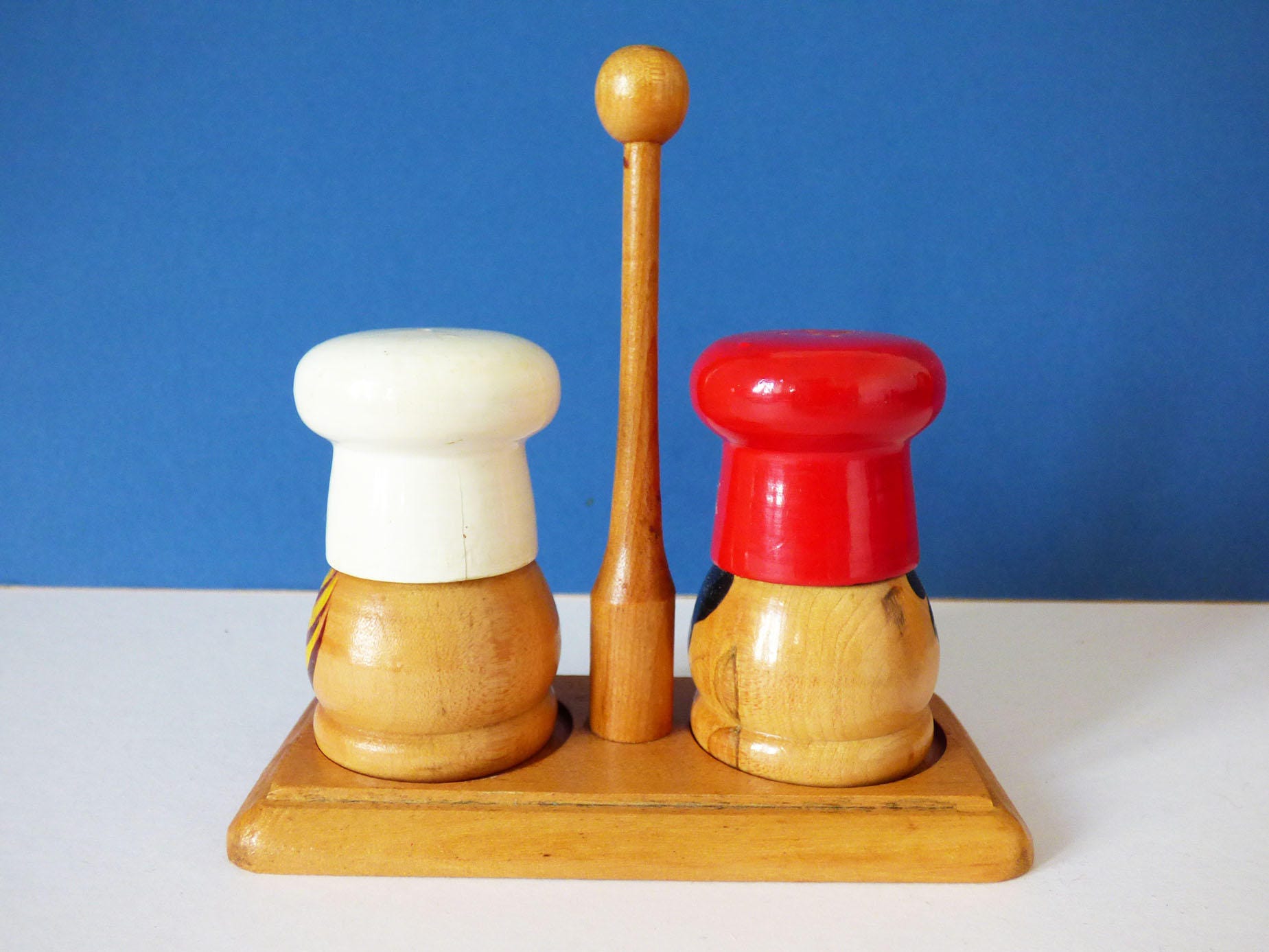 Wooden salt and pepper set Vintage MCM