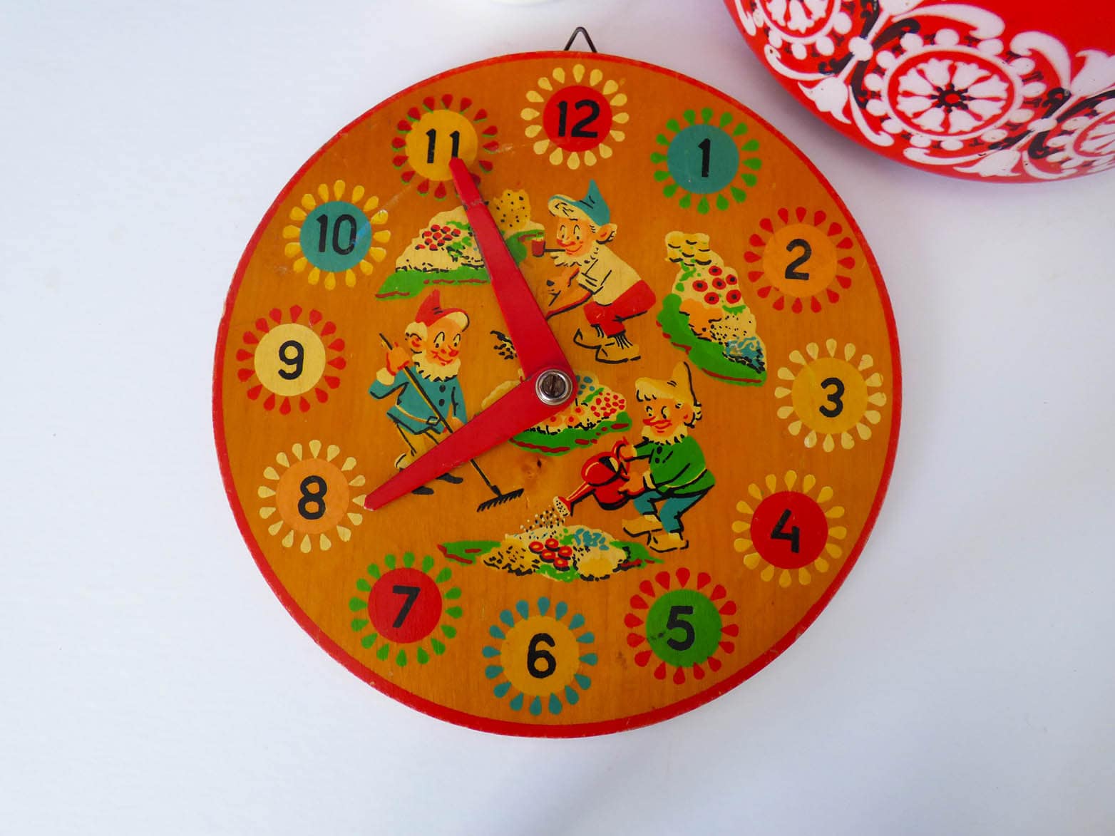 Vintage wooden toy clock