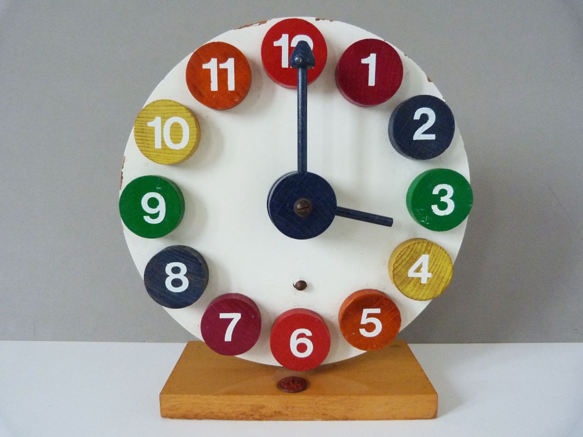 Vintage Sio wooden toy clock