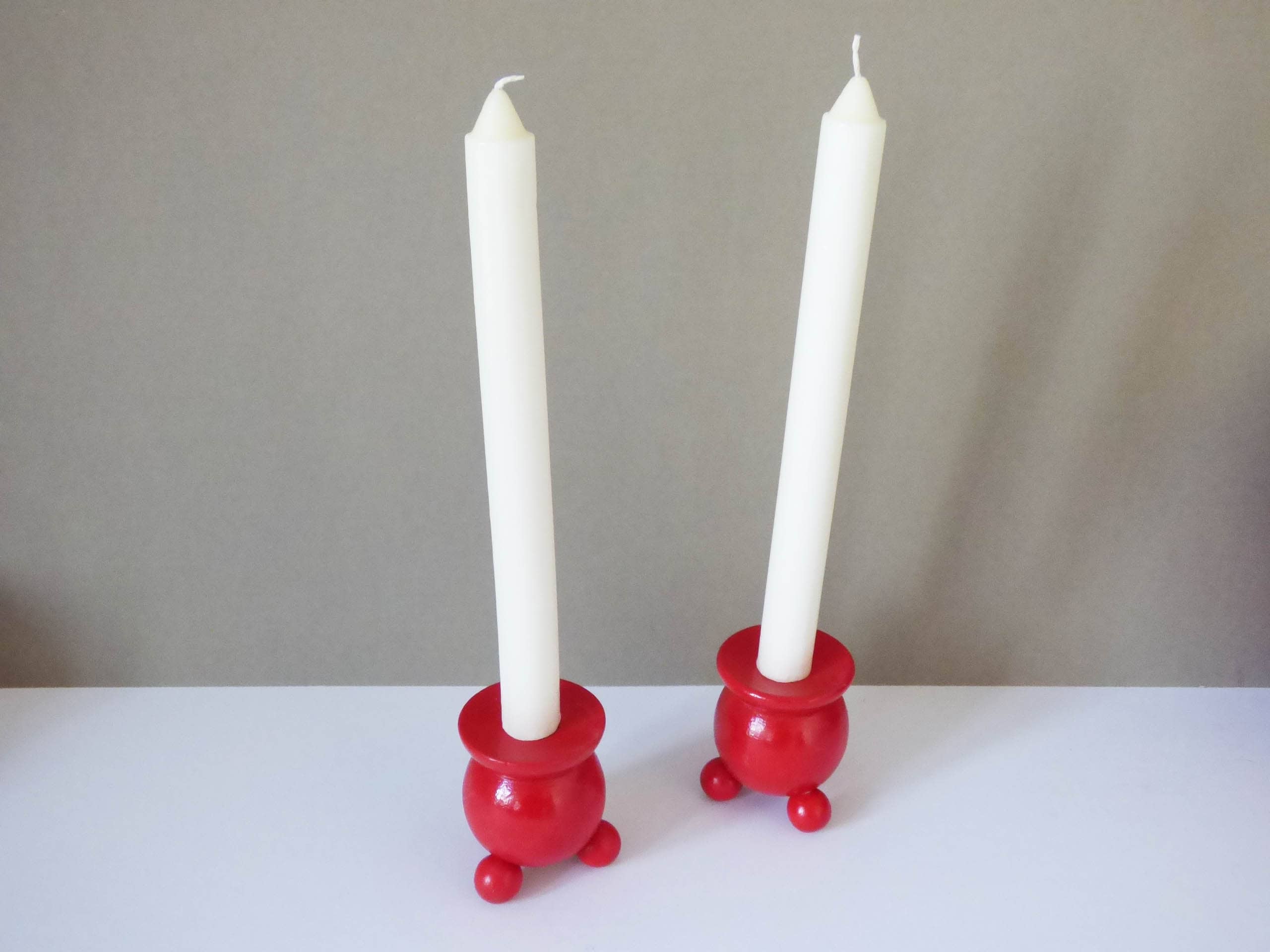 2 Wooden candle holders from Sweden